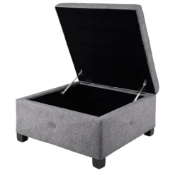 Kirkland's Home Lila Tufted Charcoal Storage Ottoman- Benches & Ottomans