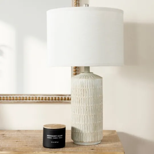 Kirkland's Home Line Textured Whitewash Table Lamp- Table Lamps