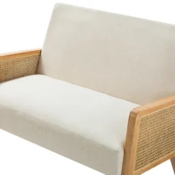 Kirkland's Home Linen And Rattan Loveseat- Sofas & Loveseats
