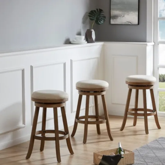 Kirkland's Home Linen Driftwood Finish Swivel Bar Stool- Bar Stools & Counter Height Stools