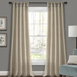 Kirkland's Home Linen Top Knotted Burlap Curtain Panel Set, 95 In.- Curtains & Drapes