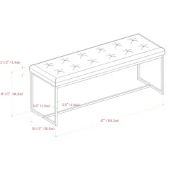 Kirkland's Home Linen Tufted Bench With Metal Base- Benches & Ottomans