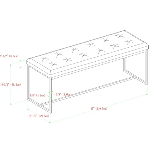 Kirkland's Home Linen Tufted Bench With Metal Base- Benches & Ottomans