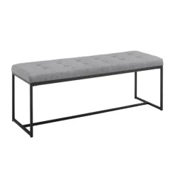 Kirkland's Home Linen Tufted Bench With Metal Base- Benches & Ottomans