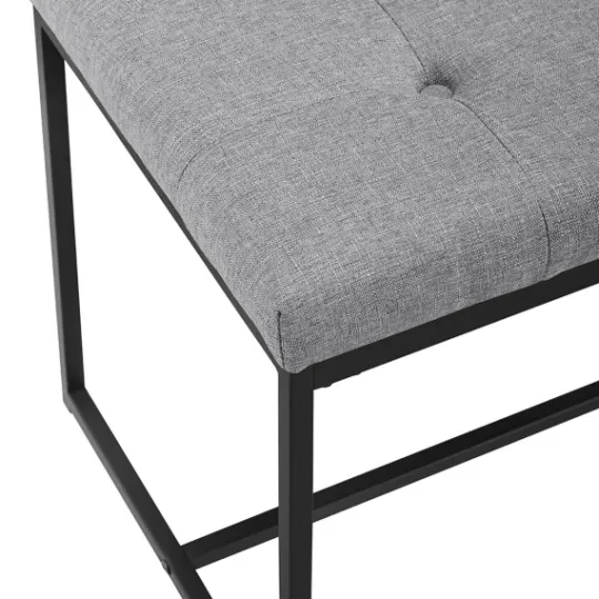 Kirkland's Home Linen Tufted Bench With Metal Base- Benches & Ottomans