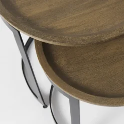 Kirkland's Home Lipped Mango Wood Nesting Accent Tables, Set Of 2- Accent & End Tables
