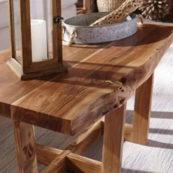 Kirkland's Home Live Edge Coffee Table With Crossed Legs, 42 In.- Coffee Tables