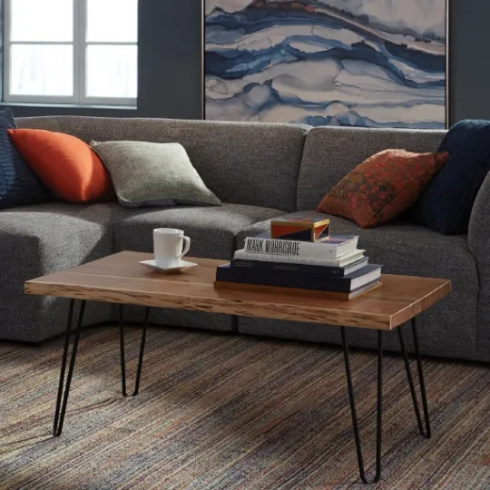Kirkland's Home Live Edge Hairpin Legs Coffee Table, 24X42 In.- Coffee Tables