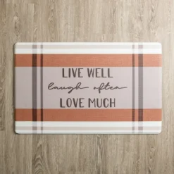 Kirkland's Home Live, Laugh, Love Plaid Kitchen Mat- Kitchen & Floor Mats