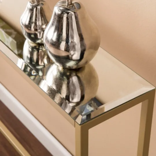 Kirkland's Home Long Metal Mirrored Top Console Table- Console Tables