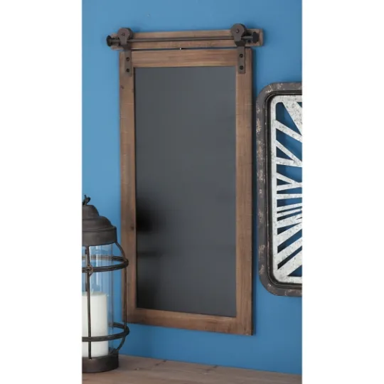 Kirkland's Home Long Wood And Metal Frame Chalkboard- Wall Storage