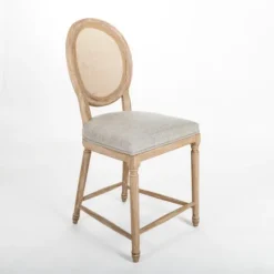 Kirkland's Home Louis Cane Upholstered Counter Stool- Bar Stools & Counter Height Stools