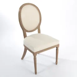 Kirkland's Home Louis Cream Upholstered Dining Chair- Dining Chairs