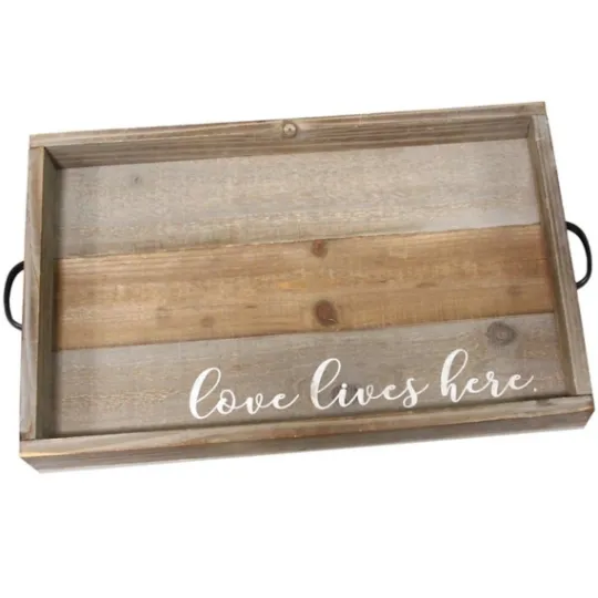 Kirkland's Home Love Lives Here Wooden Tray- Decorative Trays