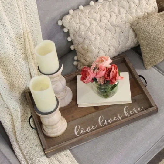 Kirkland's Home Love Lives Here Wooden Tray- Decorative Trays