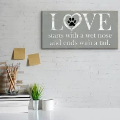 Kirkland's Home Love Starts With A Wet Nose Canvas Art Print- Wall Quotes & Signs