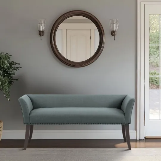 Kirkland's Home Low Back Flared Nailhead Trim Bench- Benches & Ottomans
