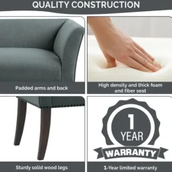 Kirkland's Home Low Back Flared Nailhead Trim Bench- Benches & Ottomans