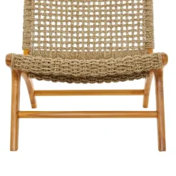 Kirkland's Home Low Slung Woven Teakwood Accent Chair- Accent Chairs