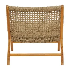 Kirkland's Home Low Slung Woven Teakwood Accent Chair- Accent Chairs