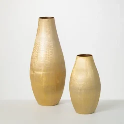 Kirkland's Home Lustrous Brushed Metal Vases, Set Of 2- Vases