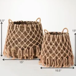 Kirkland's Home Macrame Overlay Baskets, Set Of 2- Baskets & Boxes