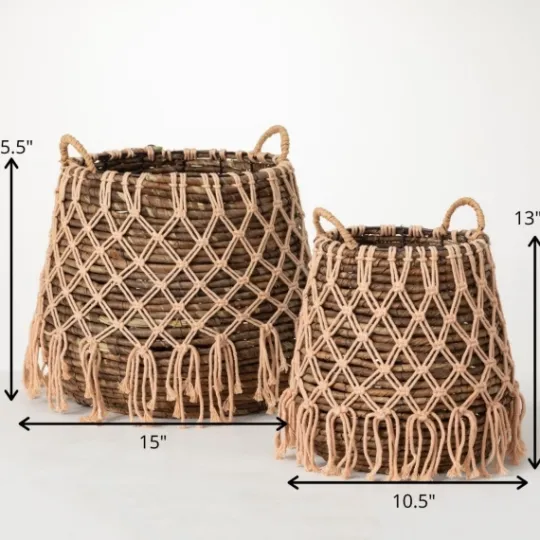Kirkland's Home Macrame Overlay Baskets, Set Of 2- Baskets & Boxes
