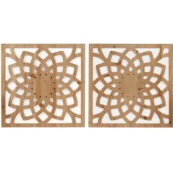 Kirkland's Home Madison Park Wood Lotus Wall Plaques, Set Of 2- Wall Plaques