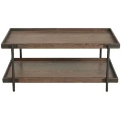 Kirkland's Home Mahogany Oak Wood Tray Top Coffee Table- Coffee Tables