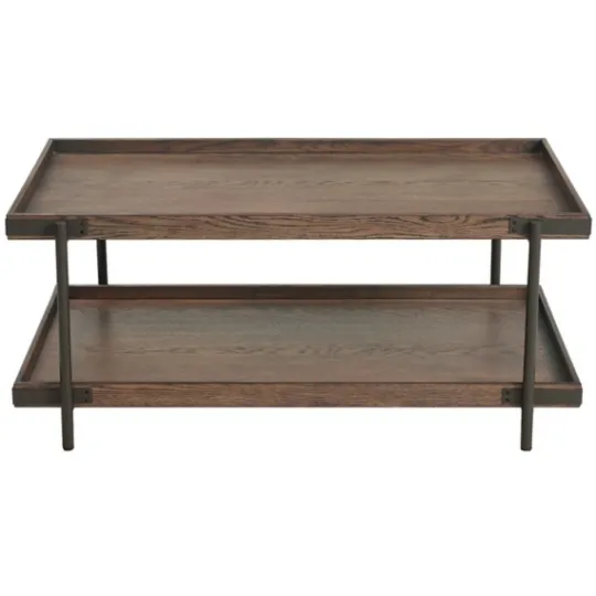 Kirkland's Home Mahogany Oak Wood Tray Top Coffee Table- Coffee Tables
