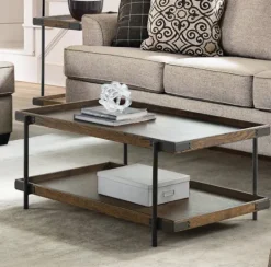 Kirkland's Home Mahogany Oak Wood Tray Top Coffee Table- Coffee Tables