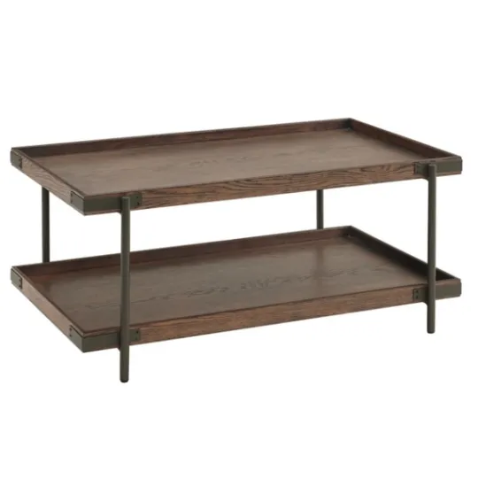 Kirkland's Home Mahogany Oak Wood Tray Top Coffee Table- Coffee Tables