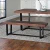 Kirkland's Home Mahogany Solid Pine Two-Tone Dining Bench- Dining Chairs