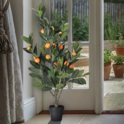 Kirkland's Home Mandarin Orange Tree In Black Planter- Trees & Topiaries