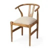 Kirkland's Home Mango Wood And Linen Wishbone Dining Chair- Dining Chairs