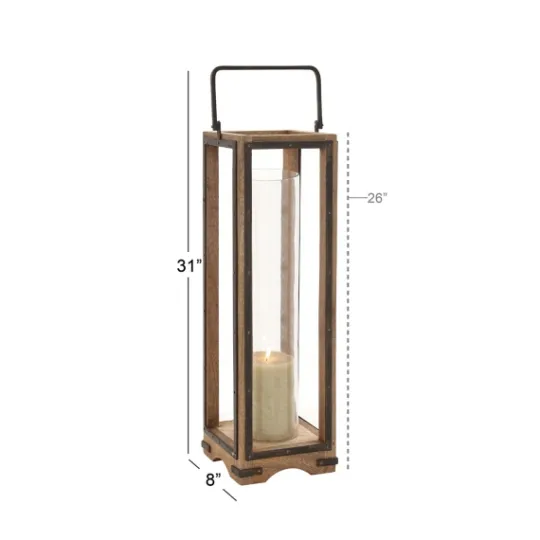 Kirkland's Home Mango Wood Frame Lantern, 31 In.- Lanterns
