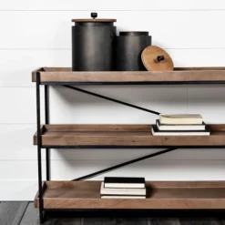 Kirkland's Home Mango Wood Metal Frame Console Table- Console Tables