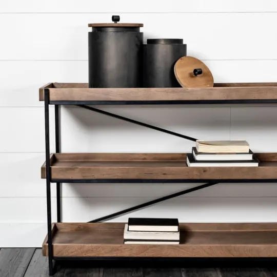 Kirkland's Home Mango Wood Metal Frame Console Table- Console Tables