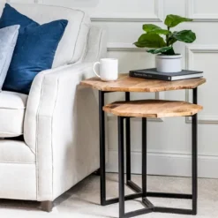 Kirkland's Home Mango Wood Nesting Accent Tables, Set Of 2- Accent & End Tables