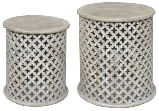 Kirkland's Home Mango Wood Pierced Accent Tables, Set Of 2- Accent & End Tables