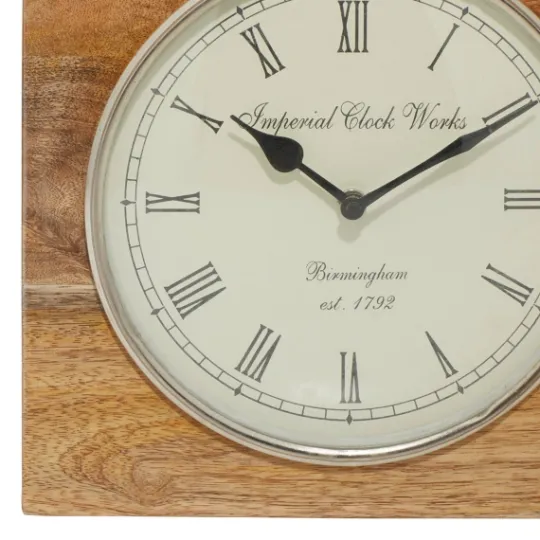 Kirkland's Home Mango Wood Square Handled Tabletop Clock- Decorative Accents