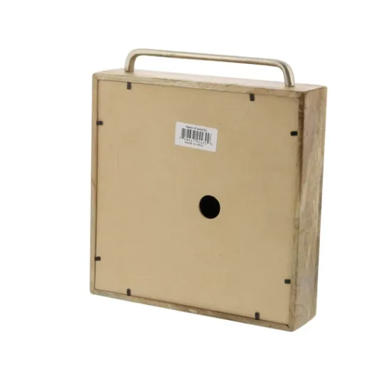 Kirkland's Home Mango Wood Square Handled Tabletop Clock- Decorative Accents