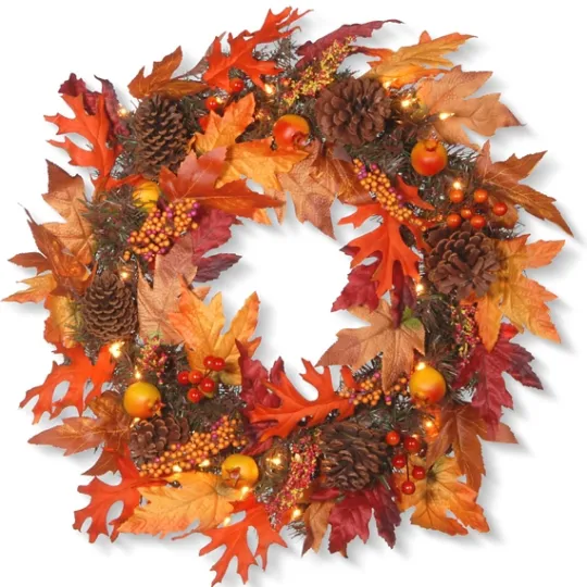 Kirkland's Home Maple Berry Pinecone Pre-Lit Harvest Wreath- Wreaths