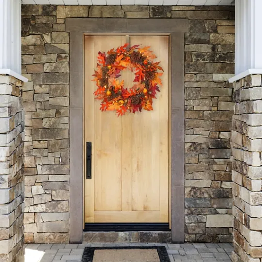 Kirkland's Home Maple Berry Pinecone Pre-Lit Harvest Wreath- Wreaths