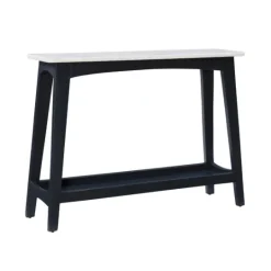 Kirkland's Home Marble And Black Wood Console Table- Console Tables