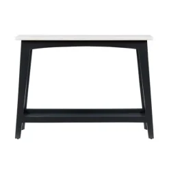 Kirkland's Home Marble And Black Wood Console Table- Console Tables