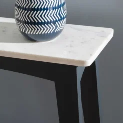 Kirkland's Home Marble And Black Wood Console Table- Console Tables