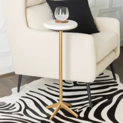 Kirkland's Home Marble And Gold Base Cocktail Table- Accent & End Tables