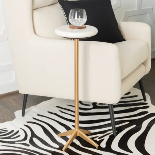 Kirkland's Home Marble And Gold Base Cocktail Table- Accent & End Tables