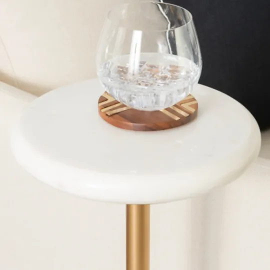 Kirkland's Home Marble And Gold Base Cocktail Table- Accent & End Tables
